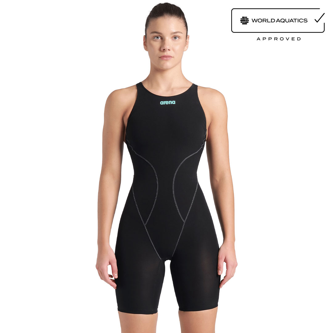 Womens Powerskin Impulso Open Back Black Teal Racing Suit
